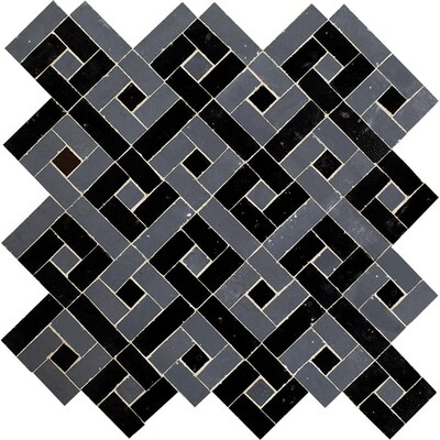 Gray, Black Glossy Mustafa Zellige Mosaic 11 13/16x11 13/16