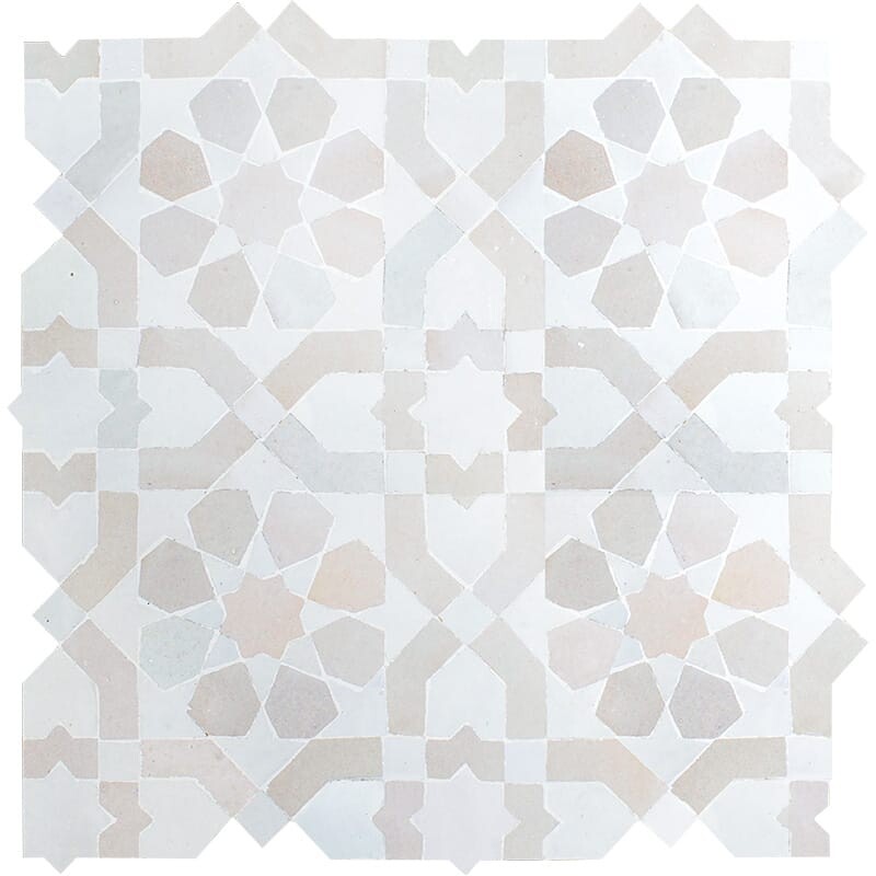 White, Gray Glossy Jasmin Zellige Mosaic 11 3/4x11 3/4