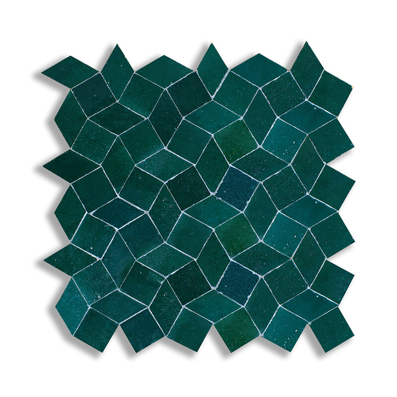 Green Glossy Maleek Zellige Mosaic 11 13/16x11 13/16