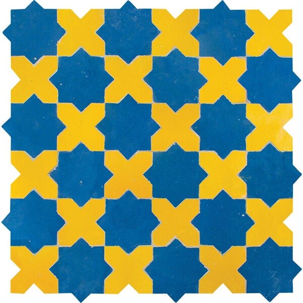 Yellow, Navy Blue Glossy Aphrodite Ceramic Mosaic 11 13/16×11 13/16 Image