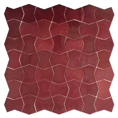 Red Glossy Driss Zellige Mosaic 11 3/4x11 3/4