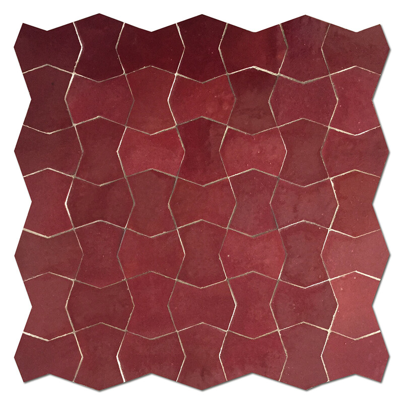 Red Glossy Driss Zellige Mosaic 11 3/4×11 3/4 Image