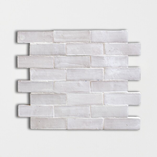White 06 Glossy 2×6 Ceramic Mosaic 17 1/2×15 3/4 Image