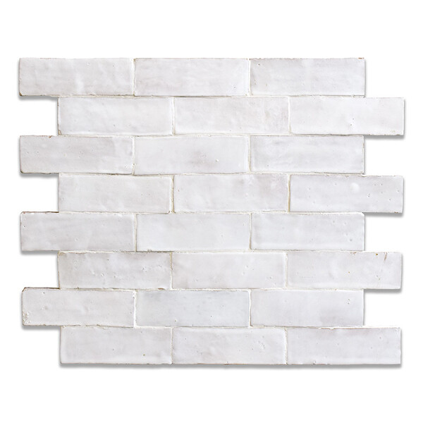 Weißes, glänzendes Keramikmosaik (2×6 Zoll, 17 1/2×15 3/4 Zoll)