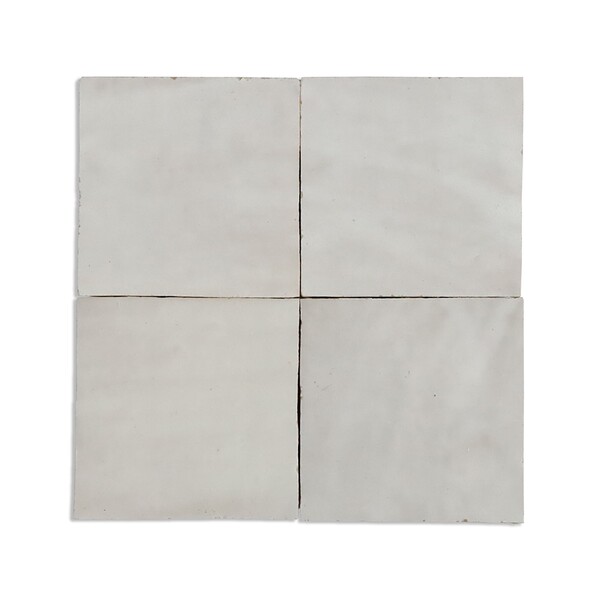 Imagen de azulejo zellige blanco brillante de porcelana de 4x4