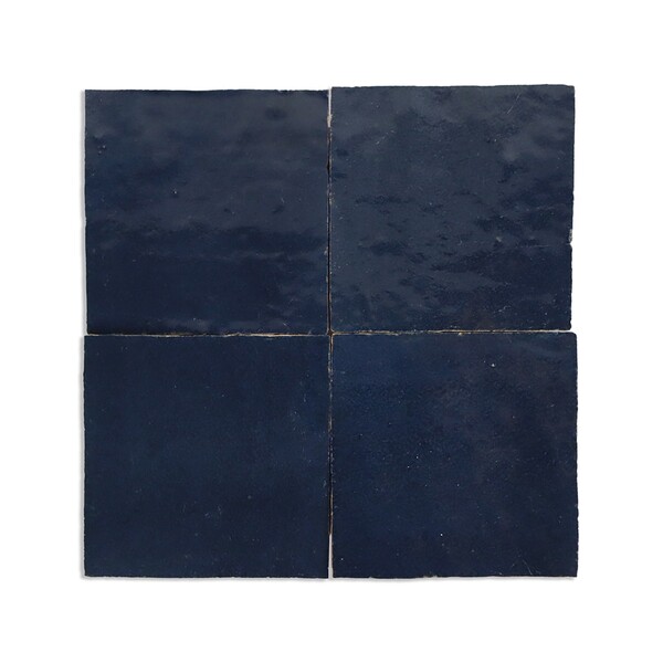 Imagen de azulejo zellige brillante azul Oxford de 4x4
