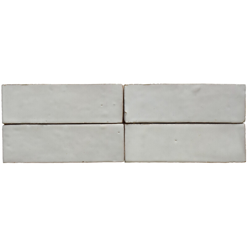 Porcelain White Glossy Zellige Tile 2x6