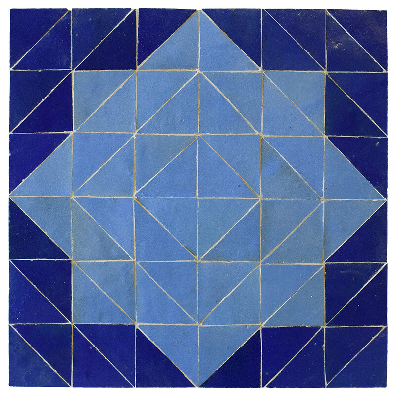 Lavender Blue, Dark Blue Glossy Fassi Zellige Mosaic 11 13/16x11 13/16