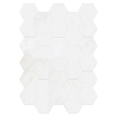 Honey Comb Snow White Polished Marble Waterjet Decos 4 27/32x8 13/32