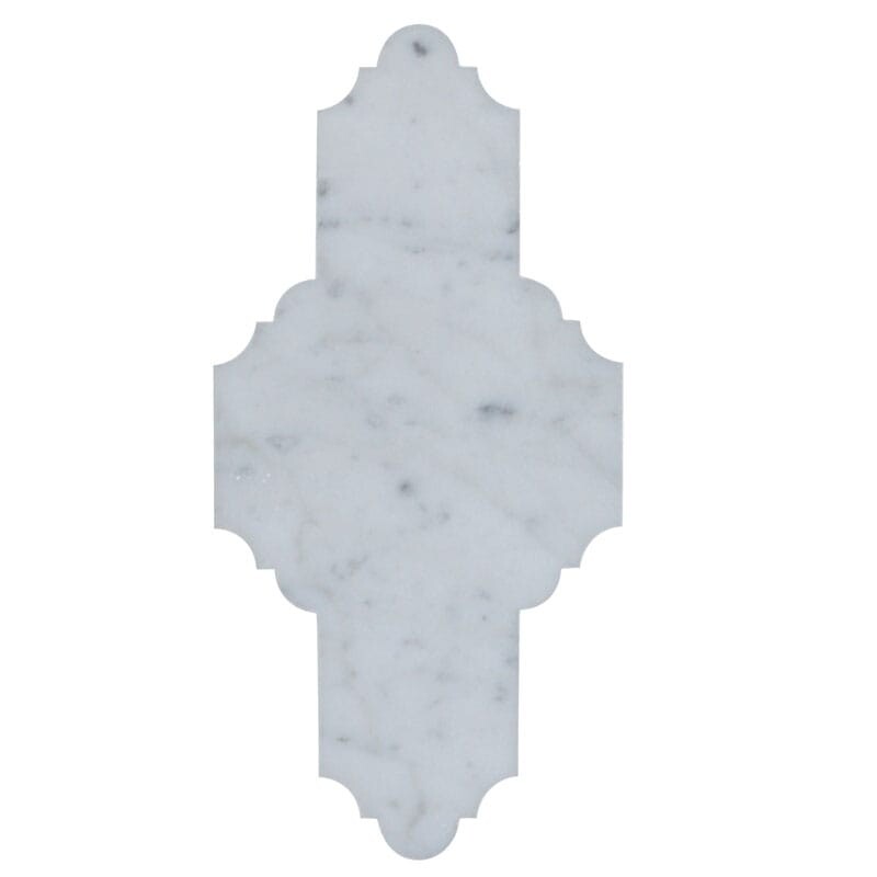 Clara Thassos W, White Mth, Pura Gl, W Carrara Multi Finish Marble Waterjet Decos 4 21/32x9 9/16