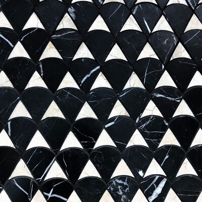 Modern Scale Black, Diana Royal Honed Marble Waterjet Decos 12 3/4x12