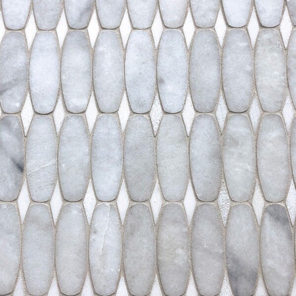 Oval Scale Glacier, Skyline Multi Finish Marble Waterjet Decos 11×12 Image