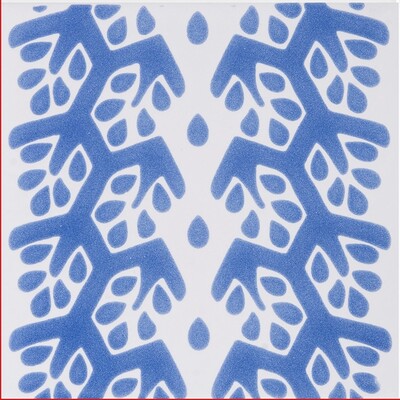 Snow White, Blue Glossy Cecil Stripe Ceramic Tile 6x6