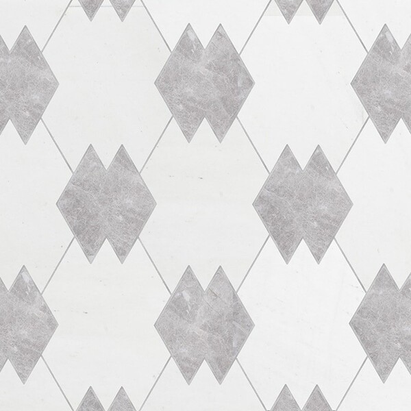 Tappeti Silver Shadow, Aspen White Multi Finish Marble Waterjet Decos 8×10 21/32 Image