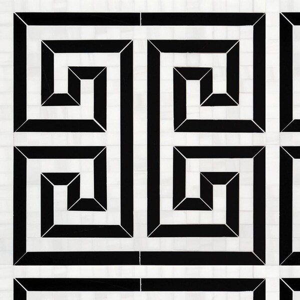 Justinian Dolomite, Nero Multi Finish Marble Waterjet Decos 16×16 Image