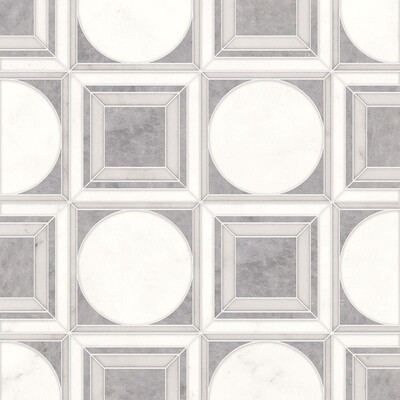 Cicero Afyon Grey, Afyon White, Dolomite Multi Finish Marble Waterjet Decos 12x12