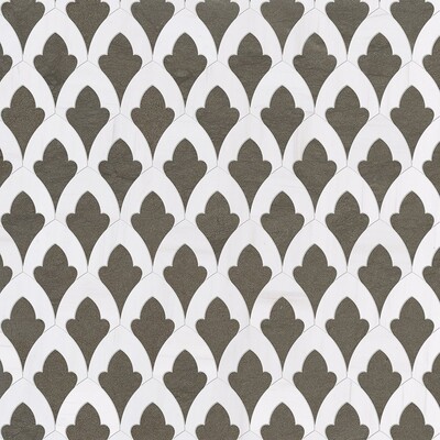 Sophia Gray Foussana, Aspen White Honed Marble Waterjet Decos 8 3/4×13 1/2 Image