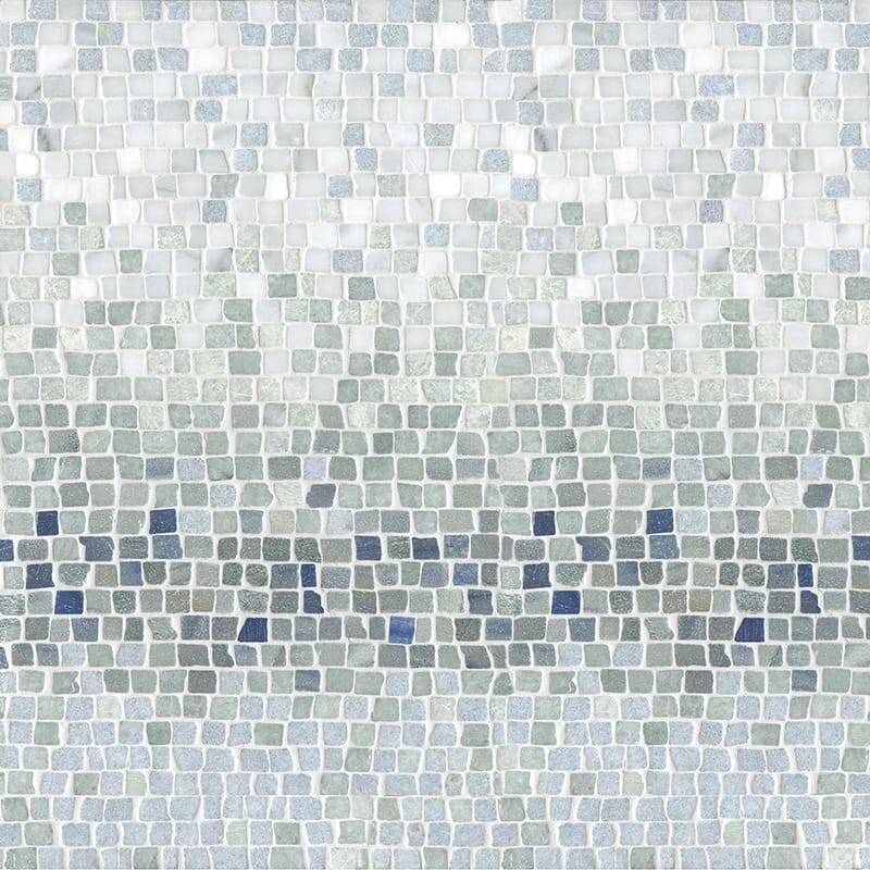 Blue Macauba, Kays Green, Ming Green, Ce Multi Finish Mist Marble Mosaic Custom Image