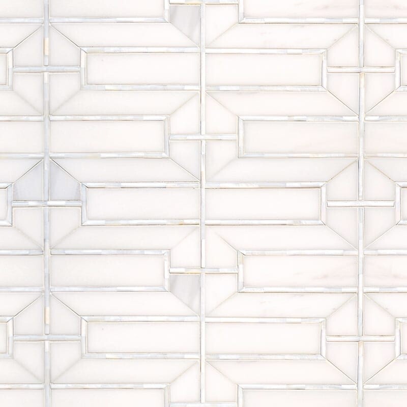 Dolomite, Shell Polished Mandarin Lattice Marble Mosaic 6 5/16x14 11/16