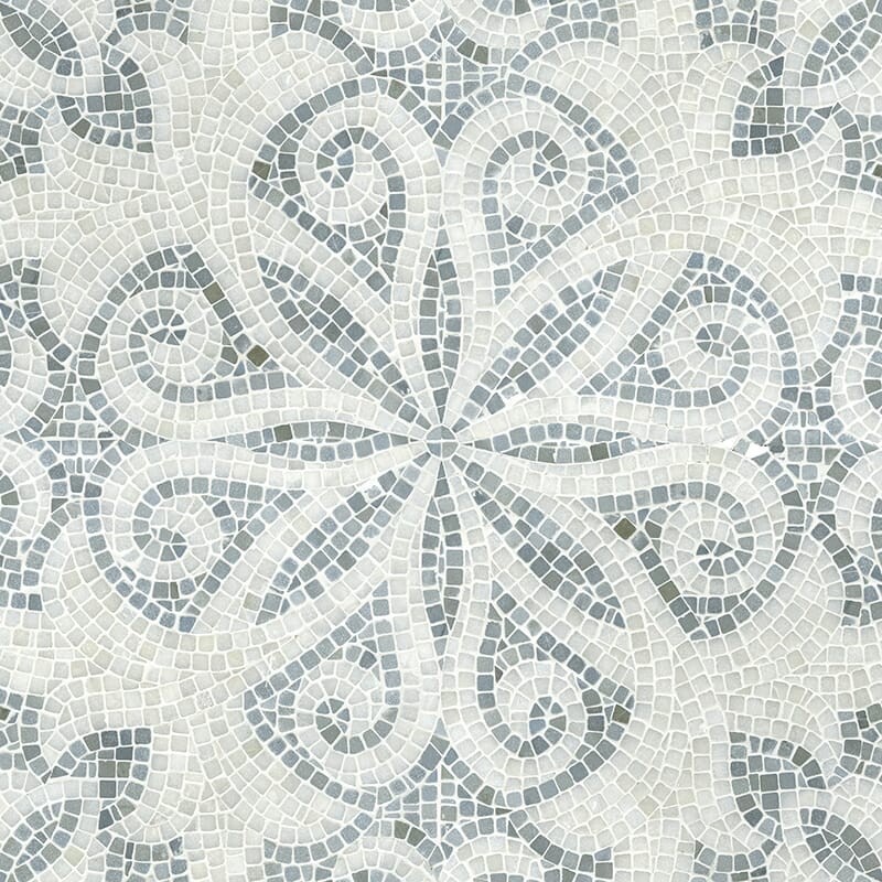 Paperwhite Bardiglio Multi Finish Arabella Marble Mosaic 11 3/16x11 3/16