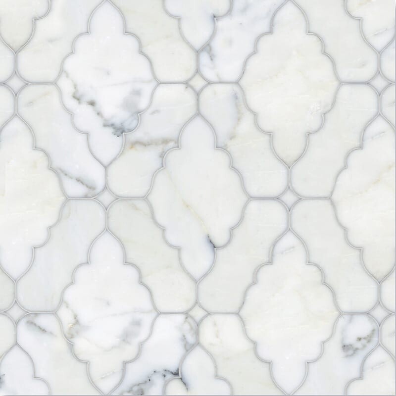 Calacatta Tia Polished Ganesha Marble Mosaics 11 3/16x14