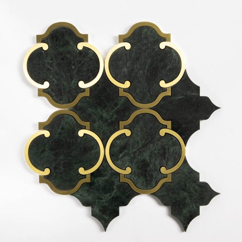 Brass, Verde Lucia Honed Casablanca Marble Mosaics 10 1/2x11 7/32