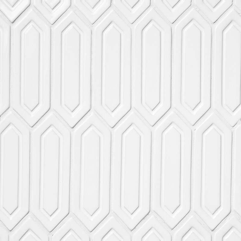 Royal White Glossy Reliefed Picket Ceramic Accent Tiles 2×6 (DC00228)
