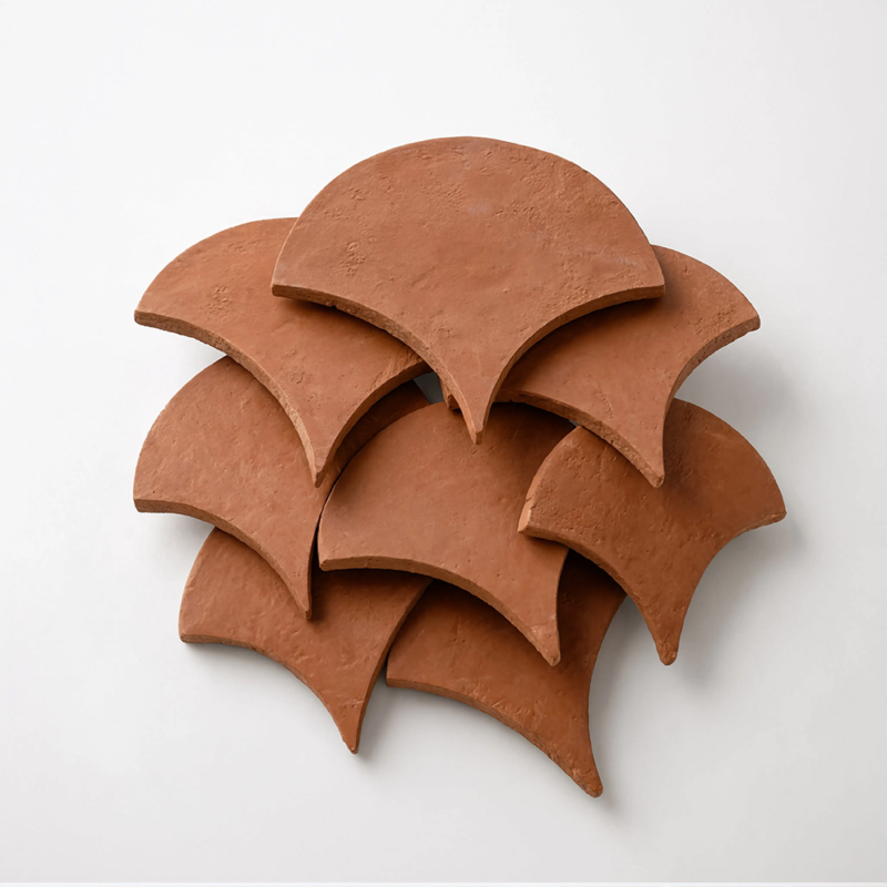 Leque de telhas de terracota feito à mão, 8 unidades (DC00428)