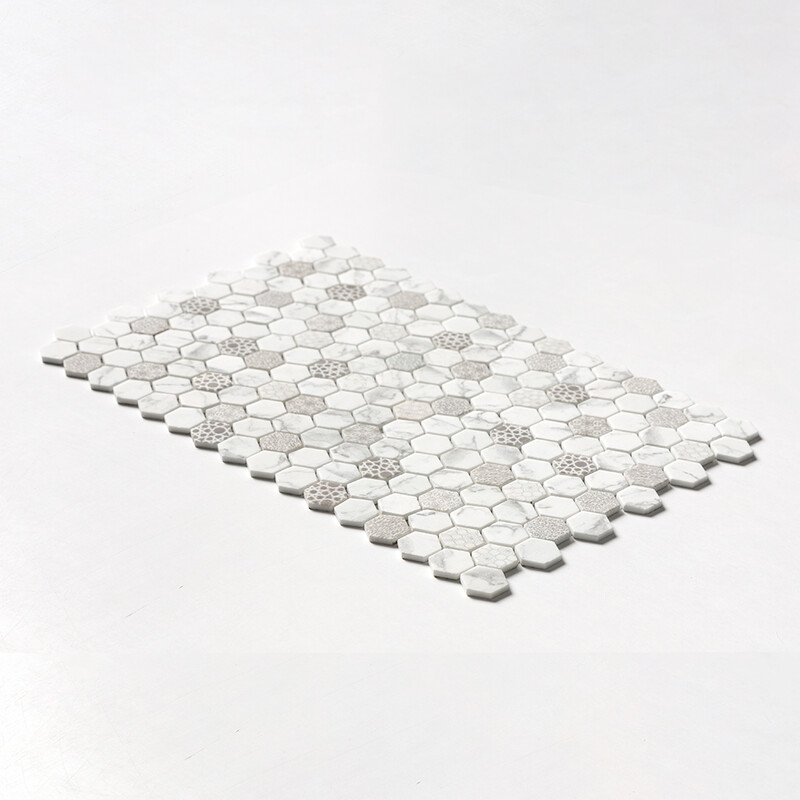 Concho Matte Hexagon Recycled Glass Mosaics 12 13/16×20 1/4 (GT00305)