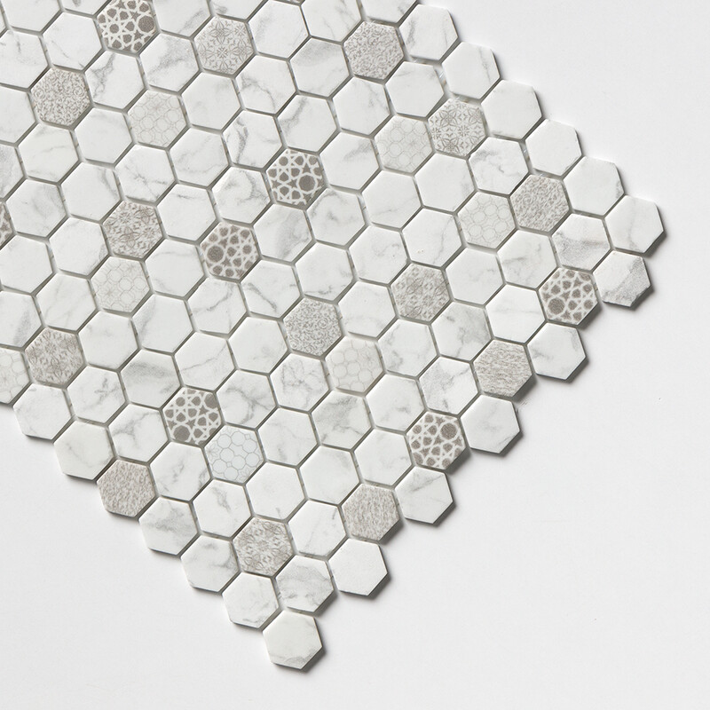 Concho Matte Hexagon Recycled Glass Mosaics 12 13/16×20 1/4 (GT00305)