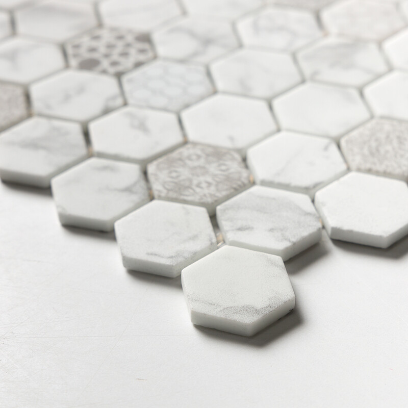 Concho Matte Hexagon Recycled Glass Mosaics 12 13/16×20 1/4 (GT00305)
