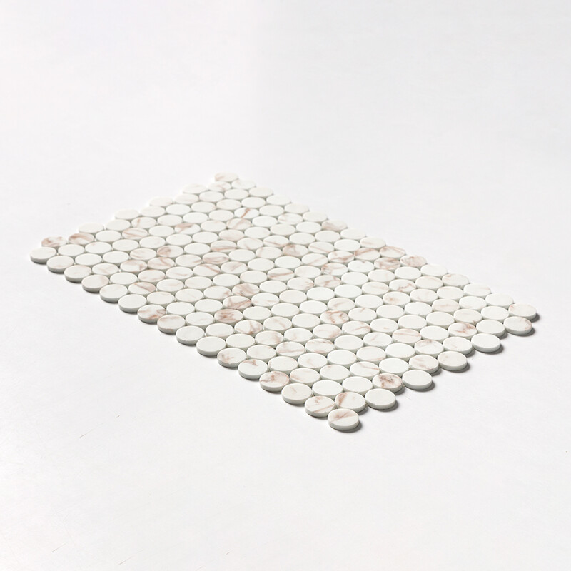 Sabbia Matte Round Recycled Glass Mosaics 12 13/16×20 1/4 (GT00306)