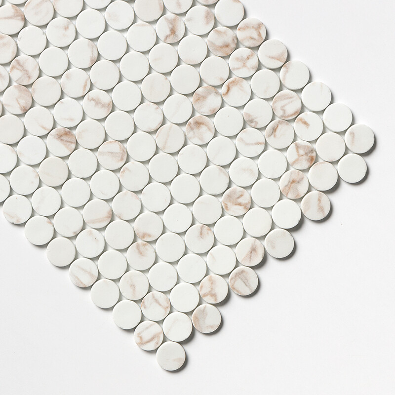 Sabbia Matte Round Recycled Glass Mosaics 12 13/16×20 1/4 (GT00306)