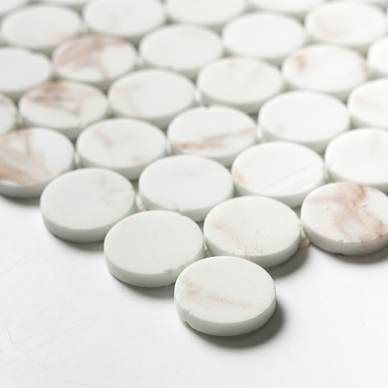 Sabbia Matte Round Recycled Glass Mosaics 12 13/16×20 1/4 (GT00306)