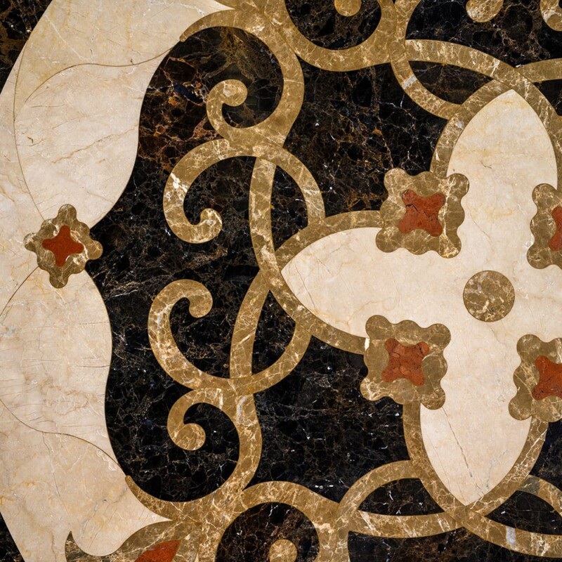 Jasmine Multi Finish Round Marble Medallion 36” Radius 36×36 (MD00138)