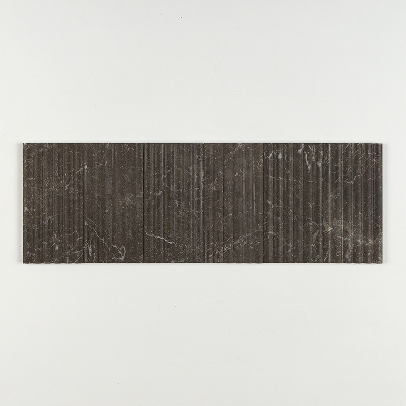 Iris Black Honed Flute Trim Marble Accent Tiles 6×12 (ML00959)