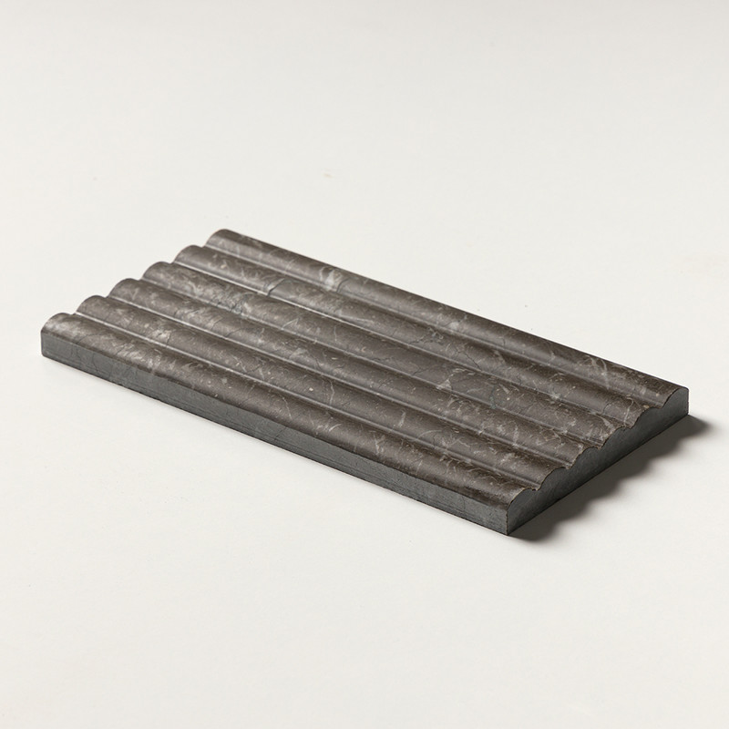 Iris Black Honed Flute Trim Marble Accent Tiles 6×12 (ML00959)