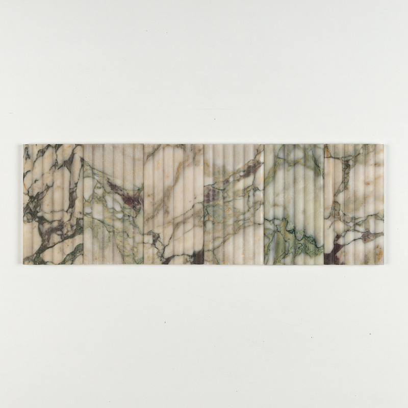 Calacatta Green Honed Flute Trim Marble Accent Tiles 6×12 (ML00979)