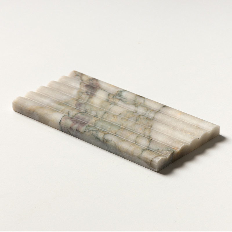 Calacatta Green Honed Flute Trim Marble Accent Tiles 6×12 (ML00979)