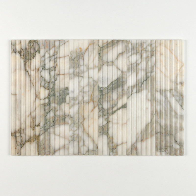Calacatta Green Honed Flute Trim Marble Accent Tiles 6×24 (ML00980)