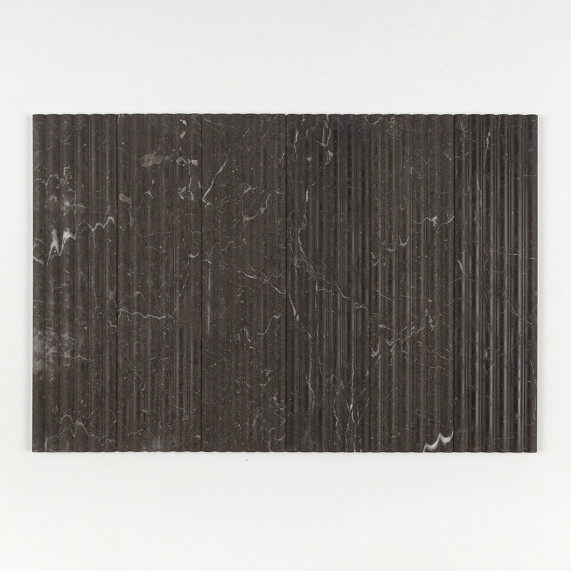 Iris Black Honed Flute Trim Marble Accent Tiles 6×24 (ML00982)