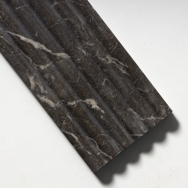 Iris Black Honed Flute Trim Marble Accent Tiles 6×24 (ML00982)