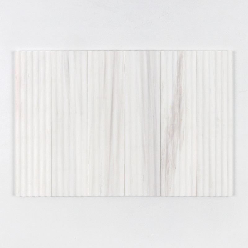 Bianco Dolomiti Classic Honed Flute Trim Marble Accent Tiles 6×24 (ML00984)