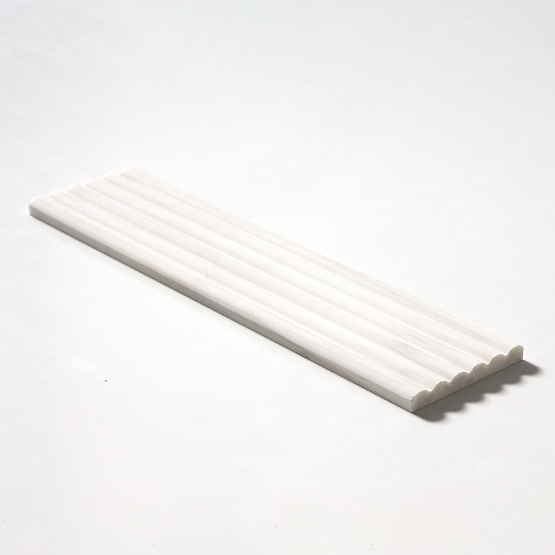 Bianco Dolomiti Classic Honed Flute Trim Marble Accent Tiles 6×24 (ML00984)