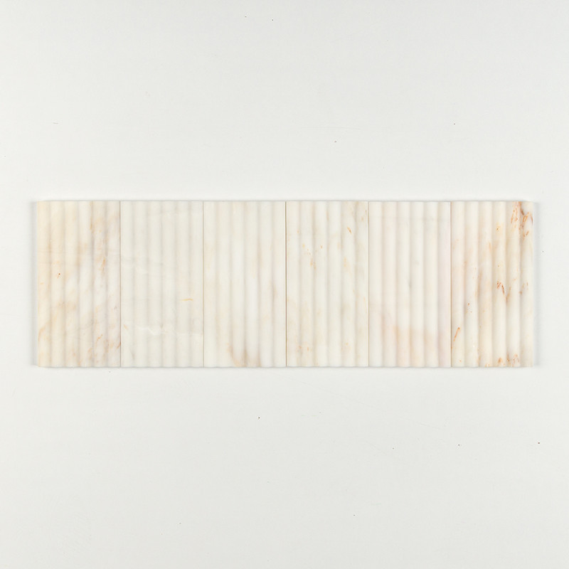 Calacatta Amber Honed Flute Trim Marble Accent Tiles 6×12 (ML00985)