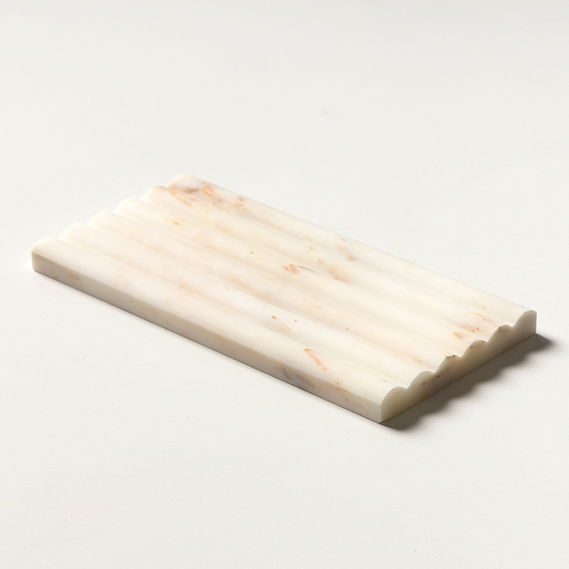 Calacatta Amber Honed Flute Trim Marble Accent Tiles 6×12 (ML00985)