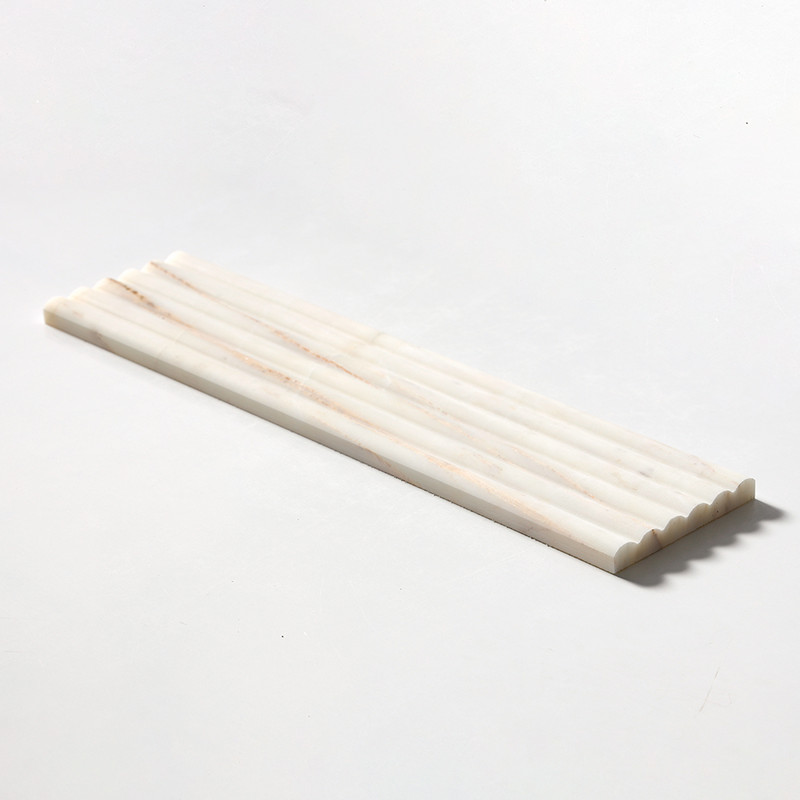 Calacatta Amber Honed Flute Trim Marble Accent Tiles 6×24 (ML00986)