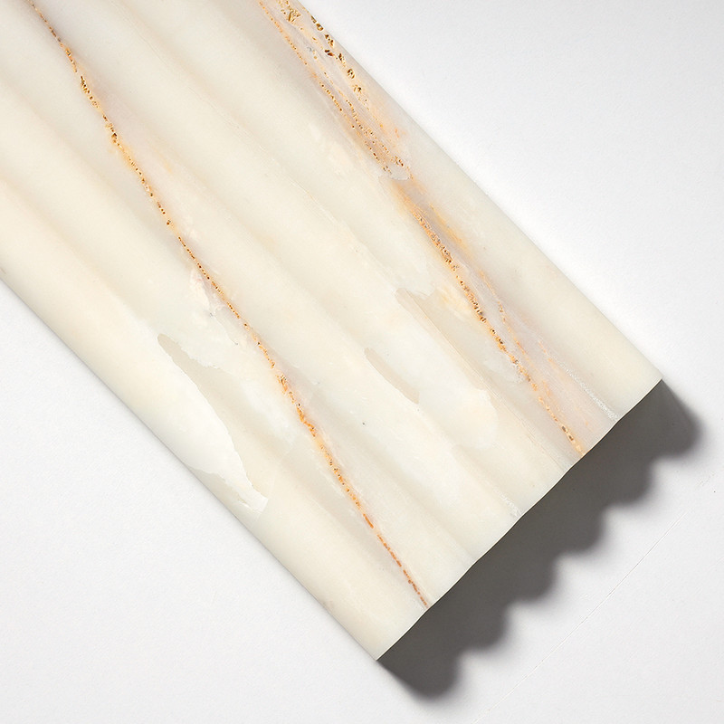 Calacatta Amber Honed Flute Trim Marble Accent Tiles 6×24 (ML00986)