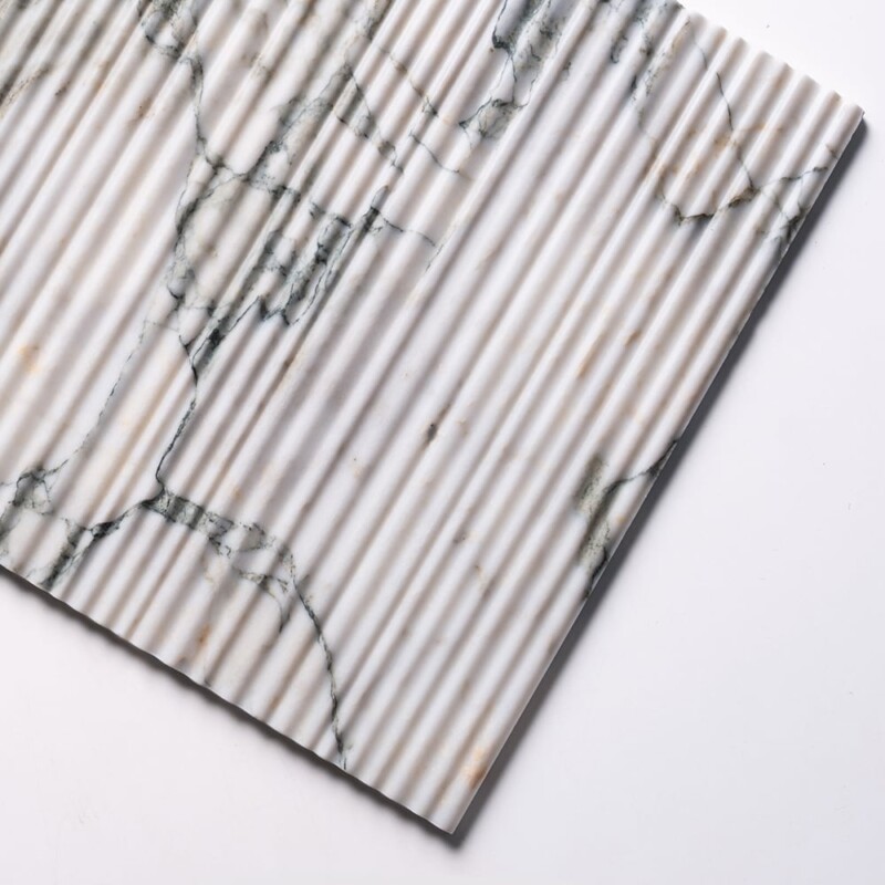 Calacatta Green Honed Thin Fluted Marble Accent Tiles 18×18 (ML01186)