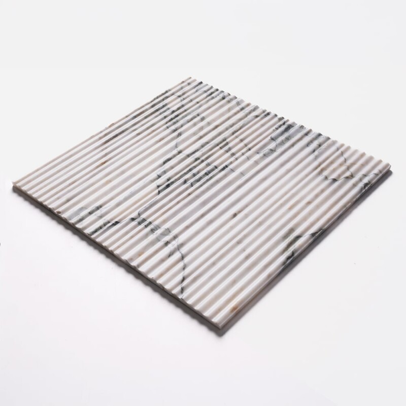 Calacatta Green Honed Thin Fluted Marble Accent Tiles 18×18 (ML01186)